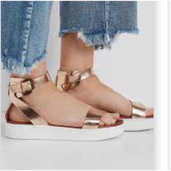 MIA Women's Ellen Round Toe Metallic Flat Sandal Ankle Strap Leather Copper S 10 - Picture 12 of 12